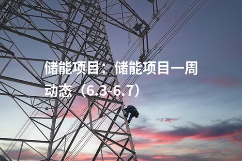 儲能項目：儲能項目一周動態（6.3-6.7）