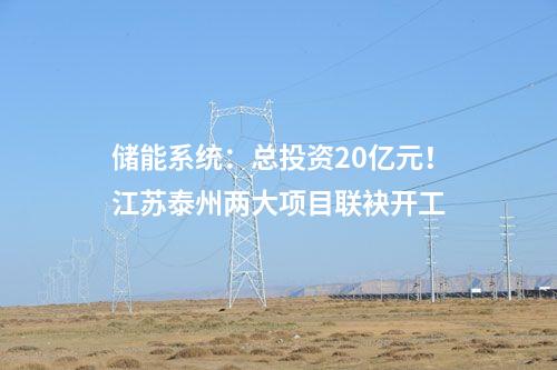 儲能系統(tǒng)：總投資20億元！江蘇泰州兩大項目聯(lián)袂開工